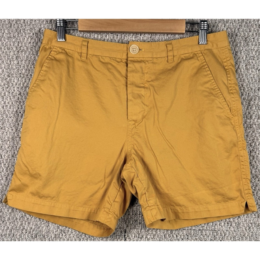 Mustard Chino Shorts Mens 30 Button Fly Preppy Coastal Grandpa Core